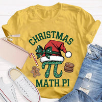 Humorous Math Teacher Holiday Shirt, Pi Symbol Santa Hat Christmas T-Shirt, Christmas STEM Graphic Tee, Math Lover Xmas Tee, Teacher Present