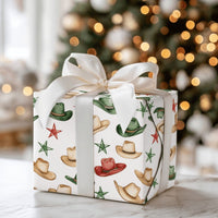 Cowboy Hat Holiday Gift Wrap Roll, Western Christmas Wrapping Paper, Rustic Country Xmas Wrapping Paper, Western Holiday Gift Wrap Paper
