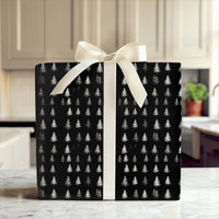 Modern Black and White Gift Wrap Paper, Minimalist Pine Tree Christmas Wrapping Paper, Evergreen Winter Forest Present Wrap Paper