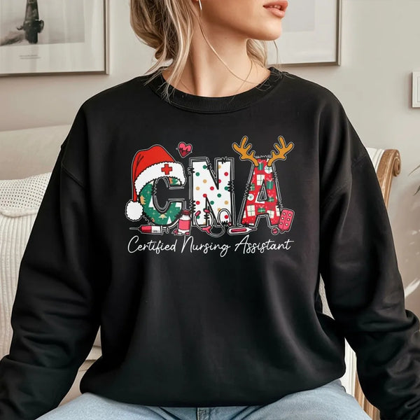 Certified Nursing Assistant Holiday Sweater, CNA Christmas Sweatshirt, Festive CNA Nurse Crewneck, Healthcare Worker Xmas Pre