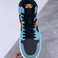 High Top Sneakers, Blue Orange Colorway, Lace Up Design, Casual Gift for Sneaker Fans