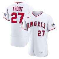 Los Angeles Angels Mike Trout White Home Authentic Sponsor Patch Jersey