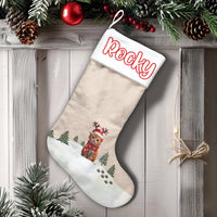 Kitten Reindeer Antlers Stocking, Personalized Cat Christmas Stocking, Custom Pet Holiday Stocking, Velboa Mantel Decor, Cat Lover Present