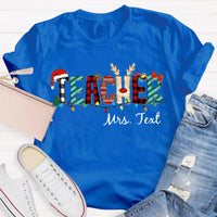 Custom Name Holiday Educator Shirt, Personalized Christmas Teacher T-Shirt, Festive Winter Graphic Tee, Christmas Teacher Present