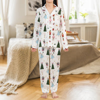 Holiday Satin Pajama Set, Nutcracker Ballet Christmas Pajamas, Festive Nutcracker Sleepwear, Silky Winter PJs Set, Present for Women