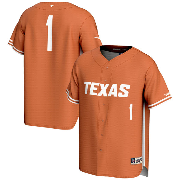 #1 Texas Longhorns Lightweight Baseball Jersey - Burnt Orange