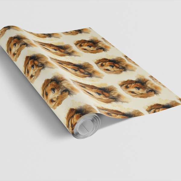 Watercolor Shaggy Puppy Gift Wrap, Goldendoodle Wrapping Paper, Doodle Dog Wrapping Paper Roll, Birthday Present Wrap, Christ