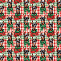 Holiday Plaid Dog Gift Wrap, Doberman Pinscher Wrapping Paper, Christmas Pet Lover Wrapping Paper, Festive Breed Present Paper Roll