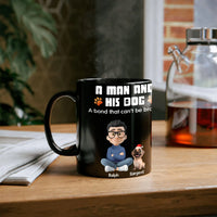 Personalized Dog Coffee Mug, Custom Dog Dad Pug Mug, Man and Pug Cartoon Coffee Cup, Ceramic Pet Lover Mug, Dog Dad Christmas Present
