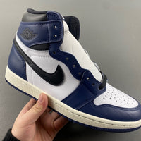 Retro High Top Sneakers, Blue White Black Colorway, Lace Up Design, Casual Gift for Sneaker Fans