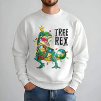 Humorous Dinosaur Christmas Sweatshirt, Tree Rex Christmas Sweatshirt, Adorable Dino Holiday Graphic Crewneck, Ugly Xmas Tree Rex Sweatshirt