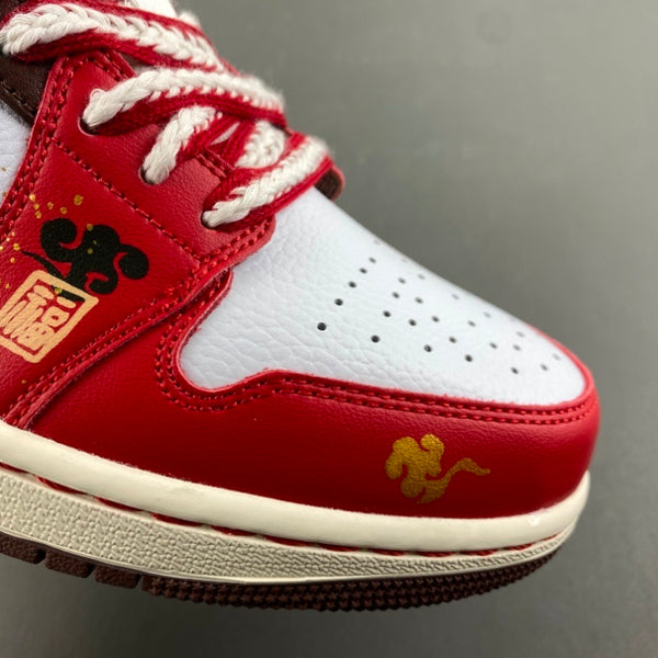 Low Top Sneakers, Red Gold Colorway, Lace Up Design, Casual Gift for Sneaker Fans