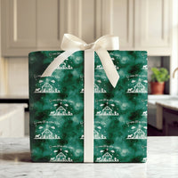 Nativity Scene Christmas Gift Wrap, O Come Let Us Adore Him Wrapping Paper, Christian Holiday Paper, Emerald Green Holy Family Present Wrap