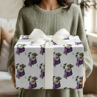 Dog in Scarf Christmas Wrapping Paper, Jack Russell Terrier Wrapping Paper, Adorable Puppy Holiday Wrapping Paper, Gift Wrap for Dog Lovers
