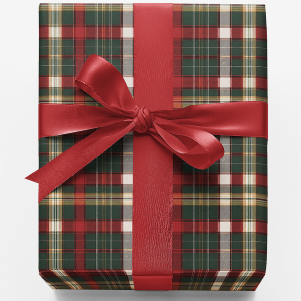 Festive Plaid Gift Wrap, Evergreen Tartan Wrapping Paper, Red Green Plaid Wrapping Paper, Rustic Christmas Gift Wrap, Holiday