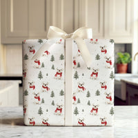 Adorable Christmas Dog Wrapping Paper, Watercolor Pug Wrapping Paper, Festive Winter Puppy Gift Wrap, Holiday Pet Gift Wrapping Paper Roll