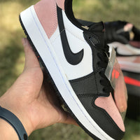 Low Top Sneakers, Black Pink Colorway, Lace Up Design, Casual Gift for Sneaker Fans