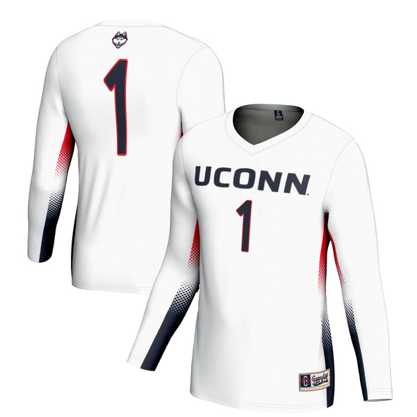 #1 UConn Huskies Lightweight Volleyball Jersey - White