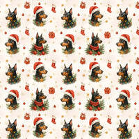 Festive Holiday Dog Pattern Gift Wrap, Doberman Christmas Wrapping Paper, Winter Xmas Present Paper Roll, Dog Lover Present Supplies