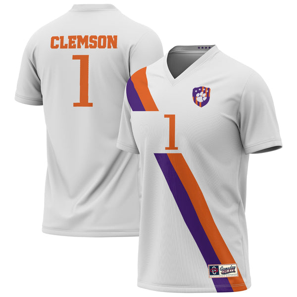 #1 Clemson Tigers Lightweight Collegiate Soccer Fashion Jersey - White
