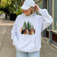 Adorable Holiday Farm Animal Sweatshirt, Christmas Chicken Hoodie, Xmas Chicken Mom Pullover, Farmer Present Sweater, Holiday Animal Graphic Hoodie