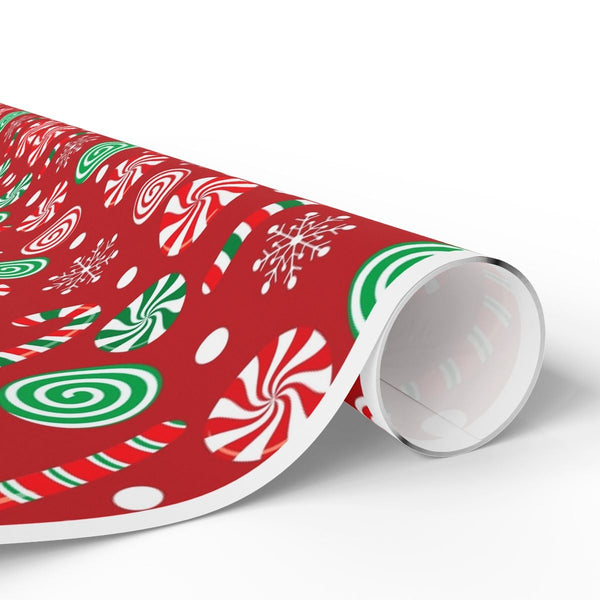 Christmas Candy Cane Gift Wrap, Candy Cane Snowflake Wrapping Paper, Winter Snowflake Wrapping Paper, Holiday Present Wrap Pa