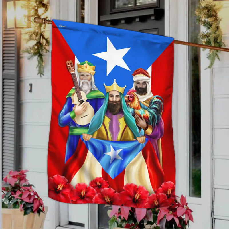Three Wise Men Christmas Yard Flag, Puerto Rico Three Kings Garden Flag, Cultural Holiday Lawn Flag, Double-Sided Epiphany Flag