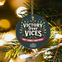 Victory Over Vices Ceramic Ornament, First Sober Christmas Ornament, Sobriety Milestone Holiday Keepsake Ornament, 2024 Recovery Present