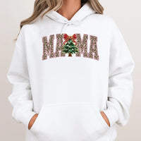 Festive Holiday Mama Sweatshirt, Leopard Mama Christmas Tree Hoodie, Comfy Christmas Tree Pullover, Mother's Day 2026 Mama Sweater