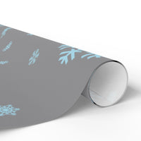 Modern Winter Holiday Gift Wrap, Blue Snowflake Wrapping Paper, Christmas Snowflake Wrapping Paper, Elegant Xmas Gift Wrap Paper Roll