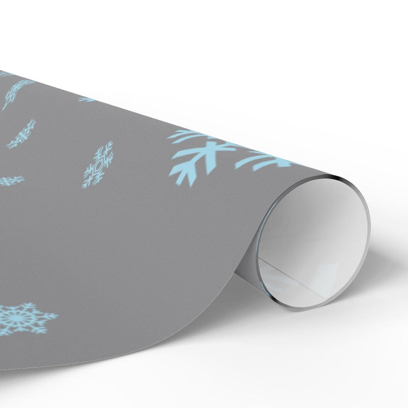 Modern Winter Holiday Gift Wrap, Blue Snowflake Wrapping Paper, Christmas Snowflake Wrapping Paper, Elegant Xmas Gift Wrap Paper Roll