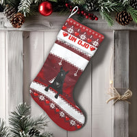 Nordic Pattern Holiday Stocking, Personalized Black Horse Christmas Stocking, Equestrian Xmas Stocking, Velboa Mantle Decor
