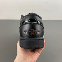 Low Top Sneakers, Black Green Colorway, Lace Up Design, Casual Gift for Sneaker Fans