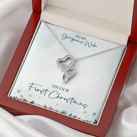 Interlocking Hearts Pendant, Double Heart Necklace for Wife, 14K White Gold Heart Necklace, Romantic Heart Jewelry, First Christmas Present