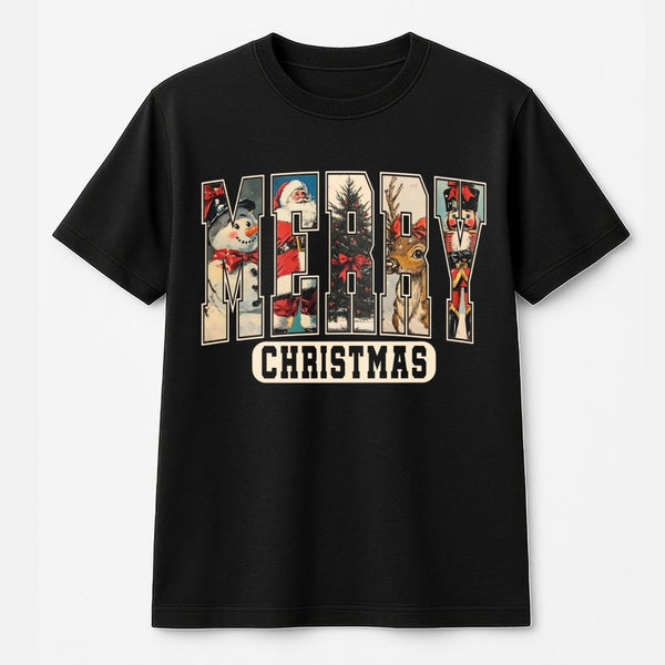 Retro Festive Holiday Shirt, Merry Christmas Graphic T-Shirt, Vintage Christmas Tee, Adorable Seasonal Holiday T-Shirt, Famil