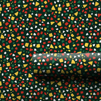 Modern Abstract Confetti Gift Wrap, Christmas Terrazzo Wrapping Paper, Dark Green Holiday Wrapping Paper, Festive Xmas Gift Wrap Roll