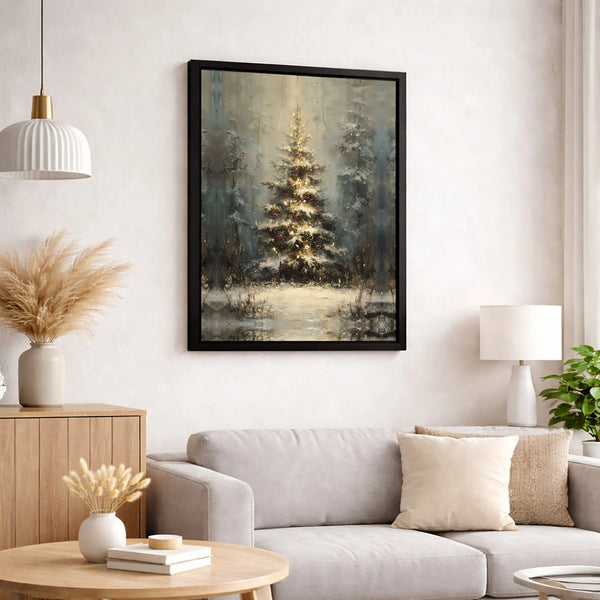 Snowy Winter Forest Canvas Art, Impressionist Christmas Tree Canvas Print, Holiday Pine Tree Canvas Decor, Rustic Winter Wall