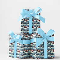 Snowball Fight Holiday Gift Wrap, Retro Santa Christmas Wrapping Paper, Vintage Santa Wrapping Paper Roll, Festive Xmas Gift Wrap Paper