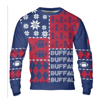 Buffalo Game Day Christmas Sweater, Buffalo Football Ugly Christmas Sweater, Tailgate Holiday Sweater, Retro Sports Fan Xmas Sweatshirt Present