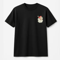 Retro Christmas Holly Tee, Vintage Santa Claus Pocket T-Shirt, Festive Holiday Graphic Shirt, Adorable Winter Apparel, Xmas Present for Women Men