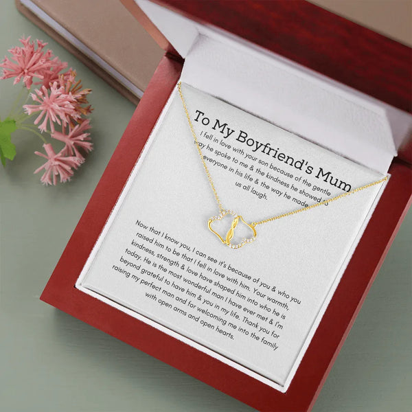 10K Solid Gold Interlocking Hearts Pendant, Everlasting Love Necklace, Boyfriend Mom Christmas Present, Bonus Mom Jewelry, Lu