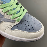 Low Top Sneakers, White Green Gray Colorway, Reverse Hook Design, Lace Up Design, Casual Gift for Sneaker Fans