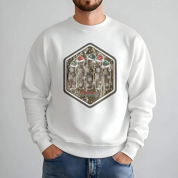 Holiday Waterfowl Hunting Crewneck, Christmas Camo Duck Call Sweatshirt, Retro Duck Hunter Christmas Sweater, Camouflage Seas