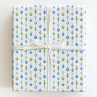Blue Green Garland Gift Wrap, Watercolor Ornament Christmas Wrapping Paper, Holiday Botanical Wrapping Paper, Elegant Winter Gift Wrap Roll