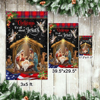 Its All About Jesus Holy Family Yard Flag, Christmas Nativity Garden Flag, Christian Holiday Outdoor Flag, Double-Sided Religious Decor