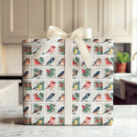Vintage Stamp Gift Wrap, Winter Bird Wrapping Paper, Cardinal Christmas Wrapping Paper, Holiday Nature Gift Wrap, Bird Lover Gift Wrap