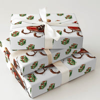 Retro Christmas Gift Wrap, Vintage Santa Sleigh Wrapping Paper, Festive Santa Claus Wrapping Paper, Holiday Gift Wrap Paper Roll Decor