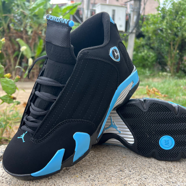 Mid Top Sneakers, Black Blue Colorway, Lace Up Design, Casual Gift for Sneaker Fans