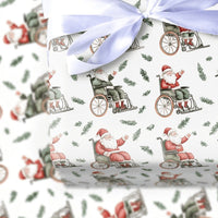 Santa in Wheelchair Gift Wrap, Inclusive Santa Wrapping Paper, Disability Pride Christmas Paper, Festive Watercolor Wrapping Paper Roll