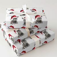Santa Hat Zebra Gift Wrap, Zebra Christmas Wrapping Paper, Festive Safari Wrapping Paper, Holiday Animal Gift Wrap, Adorable Xmas Present Paper